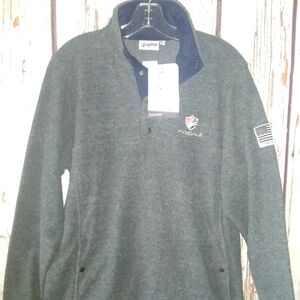 Tyndale FR 3 Button Gray Long Sleeve Flame Resistant Pullover Fleece Sweater LG